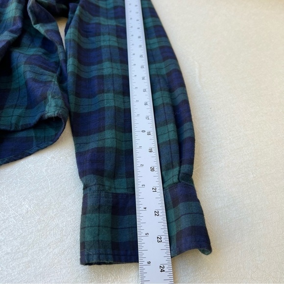 J. Crew: Drapey Button-up Shirt In Black Watch Tartan Women Size Large - Picture 6 of 8